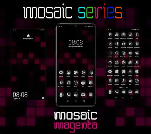 Play [EMUI 9.1]Mosaic Magenta Theme  and enjoy [EMUI 9.1]Mosaic Magenta Theme with UptoPlay